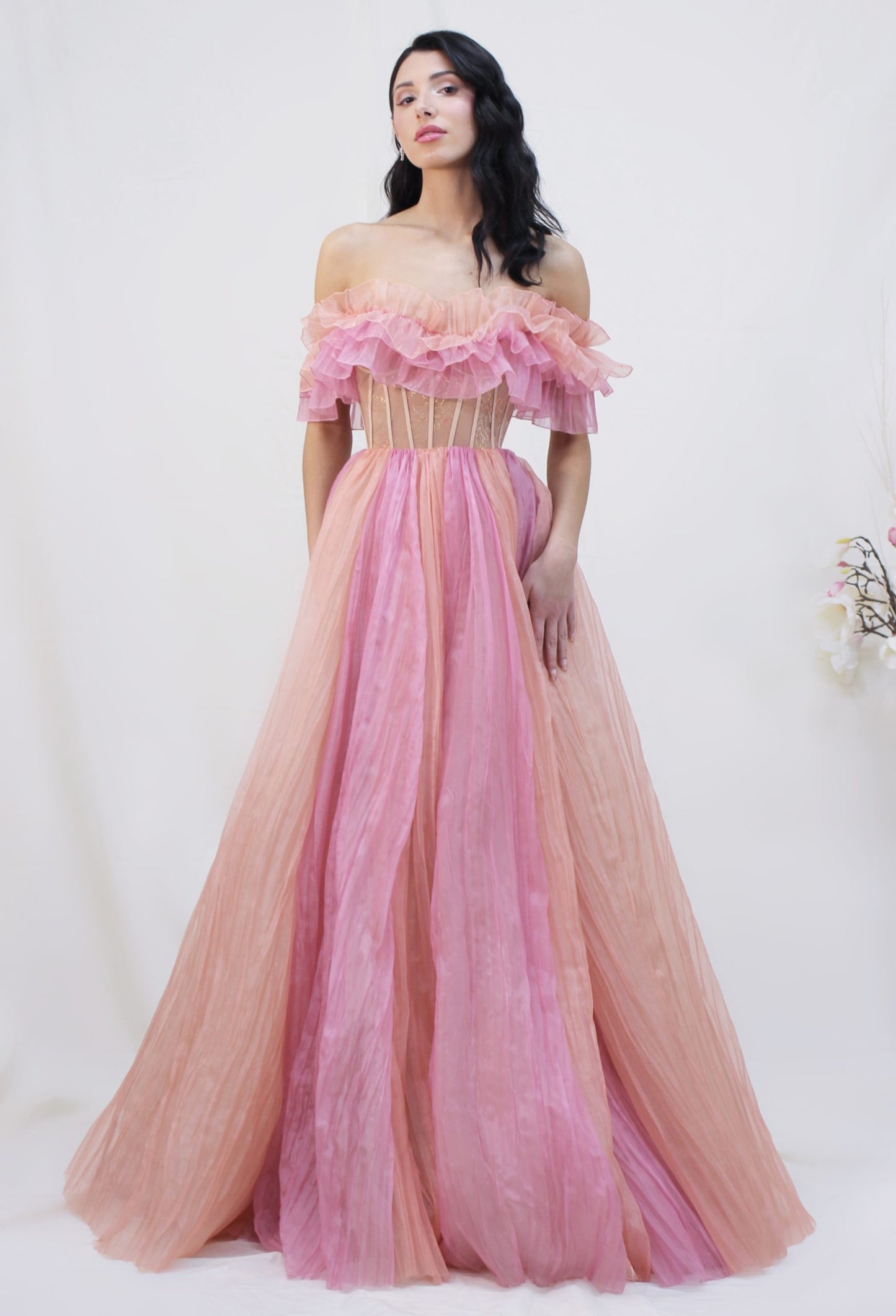 Two Toned Pink Evening Dress