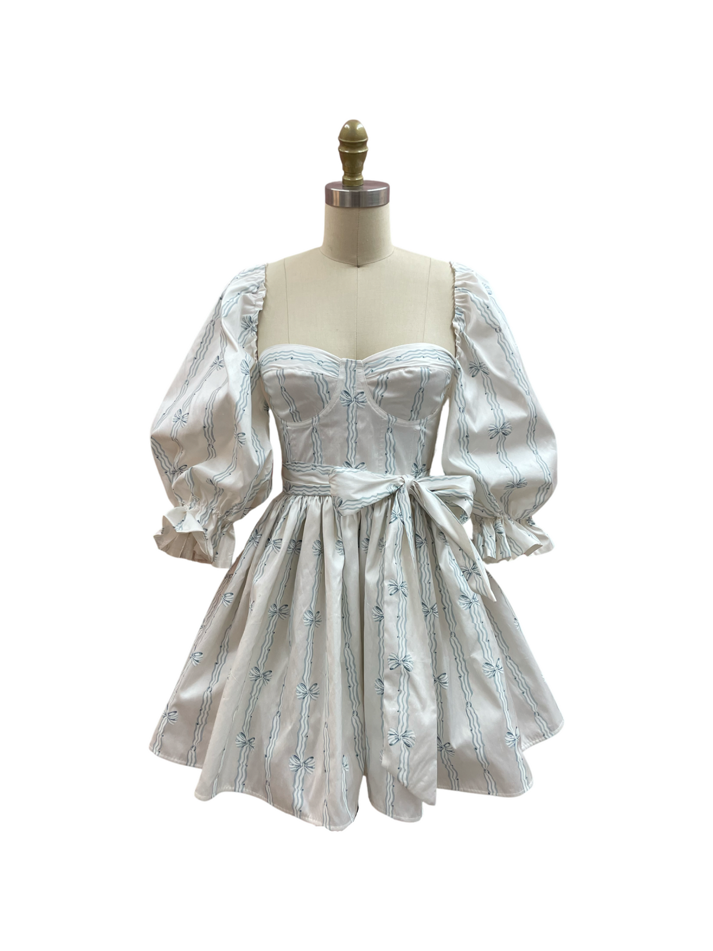 White Blue Mini Party Transformer Dress
