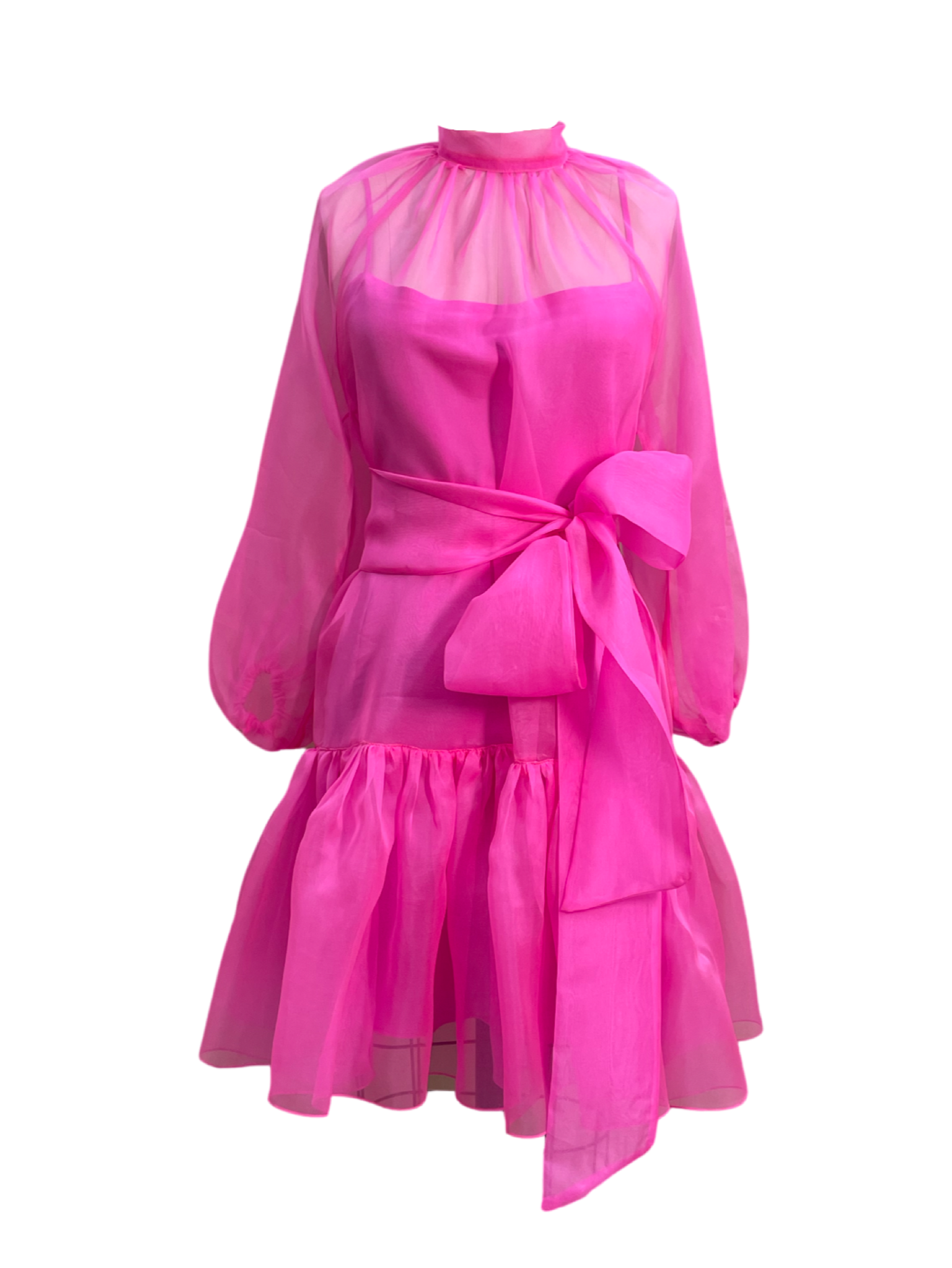 Hot Pink Mini Puffy Party Dress