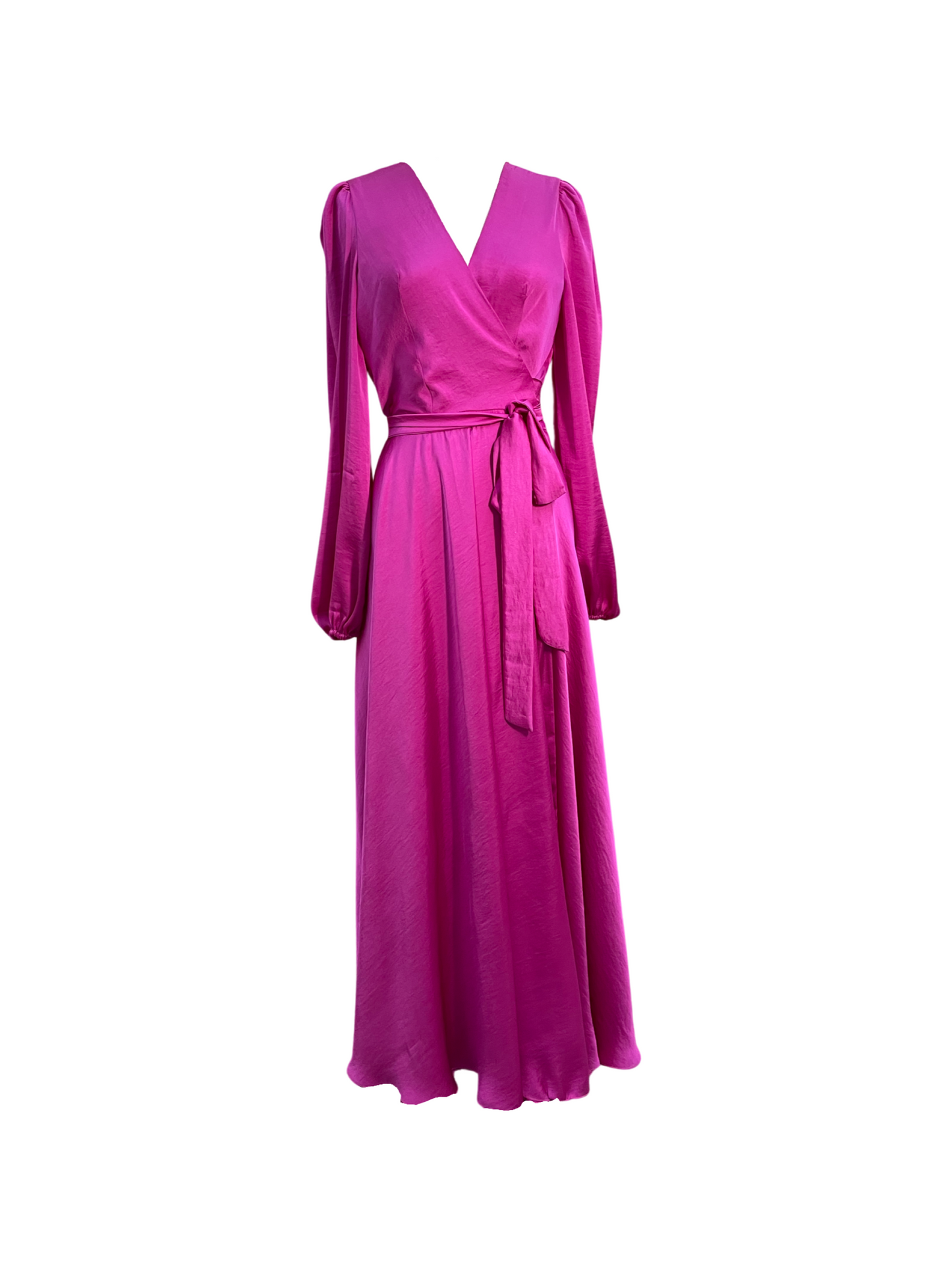 Hot Pink Wrap Maxi Dress