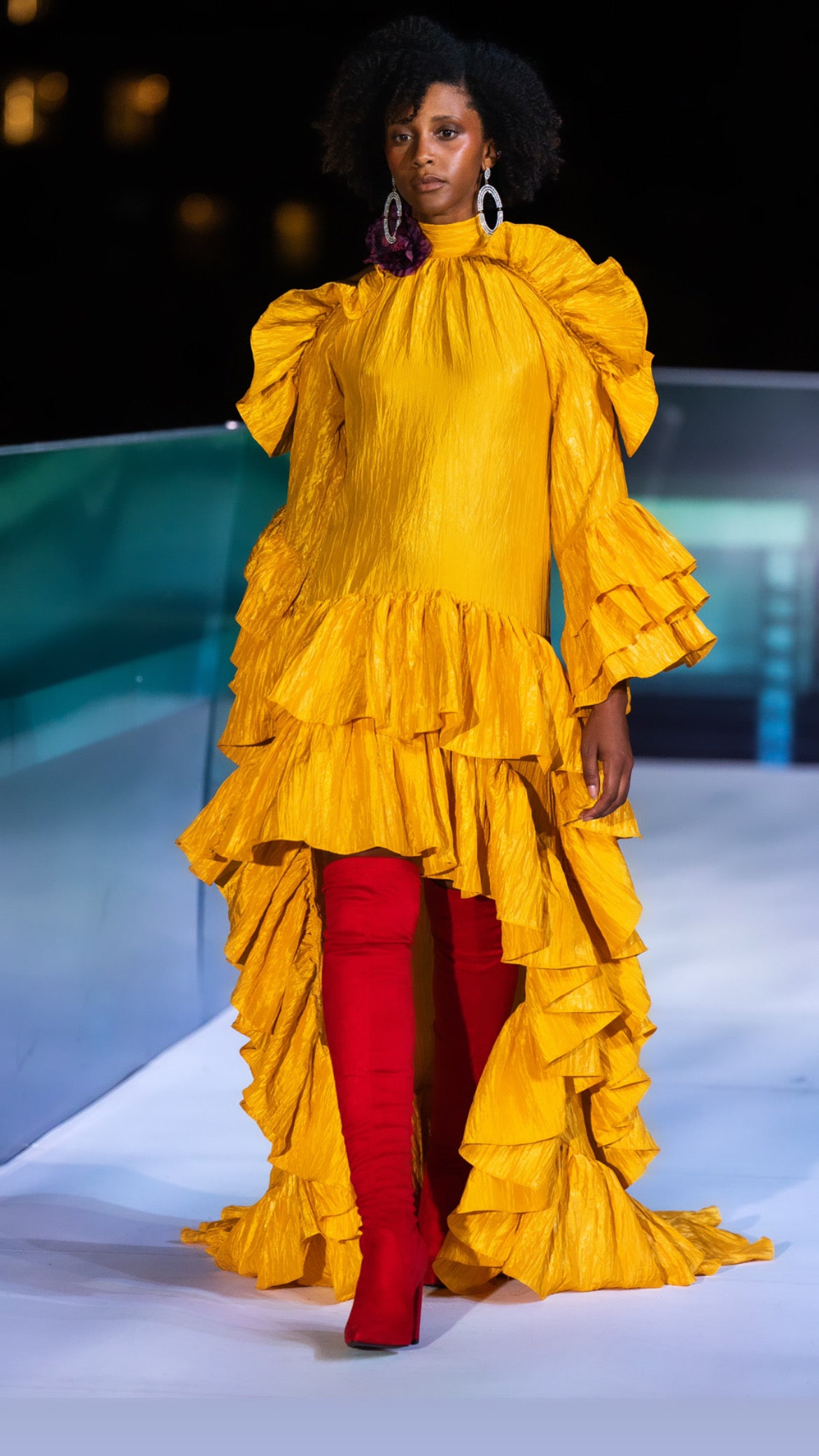 Ruffle High Yellow Dress