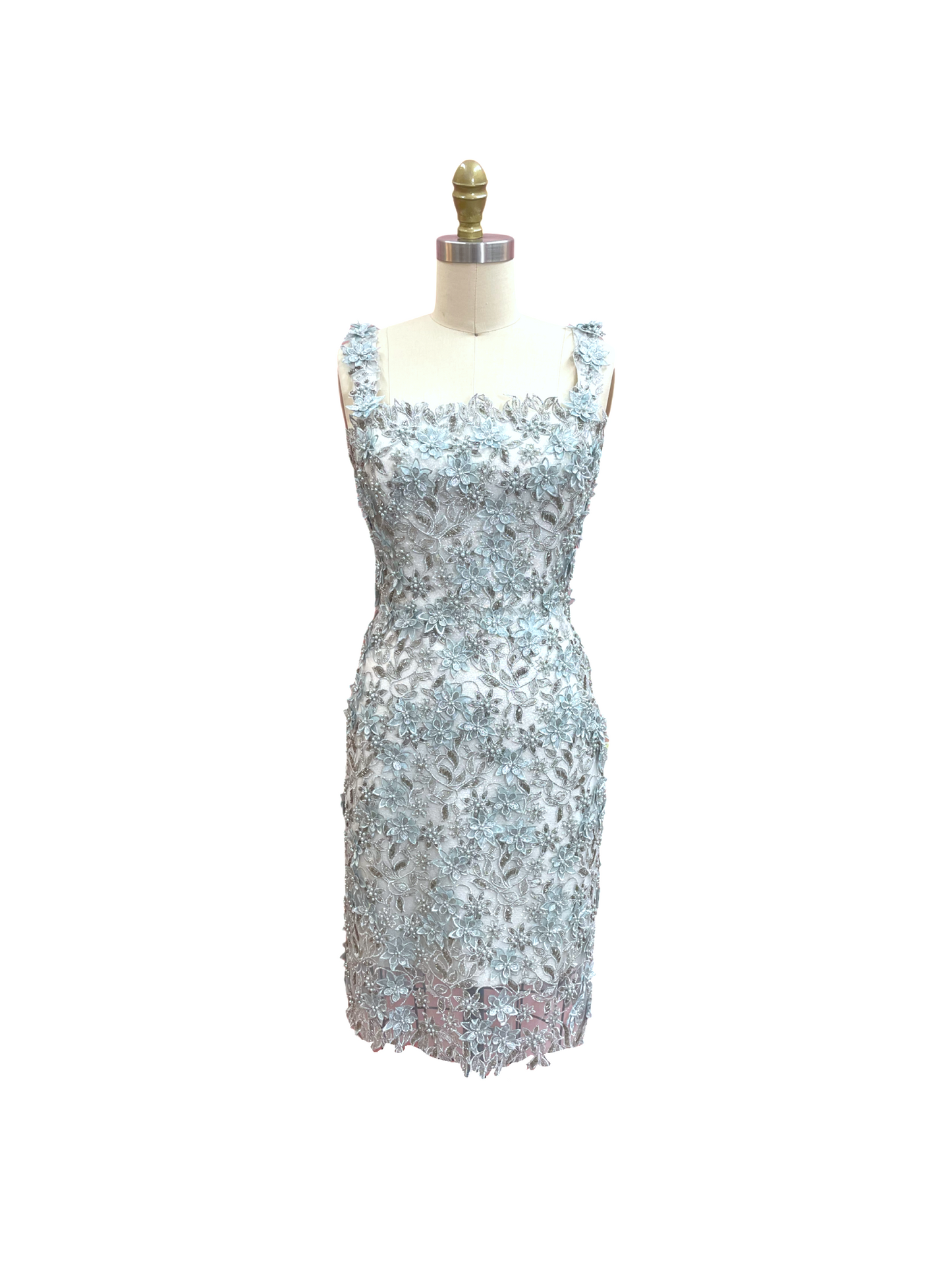 3D Flower Beaded Lace Knee Length Cocktail Dress Dress