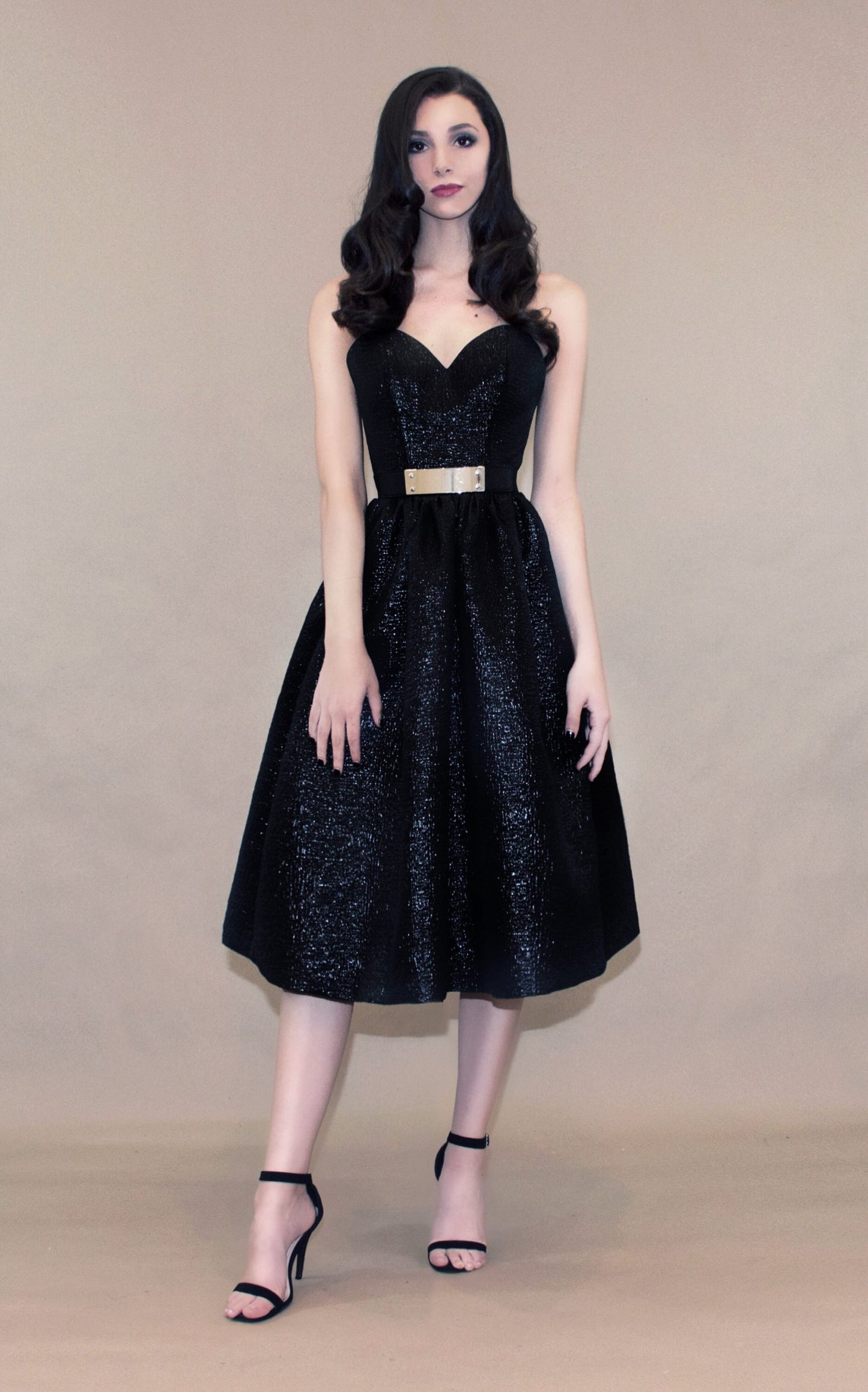 Black Jacquard Cocktail Dress