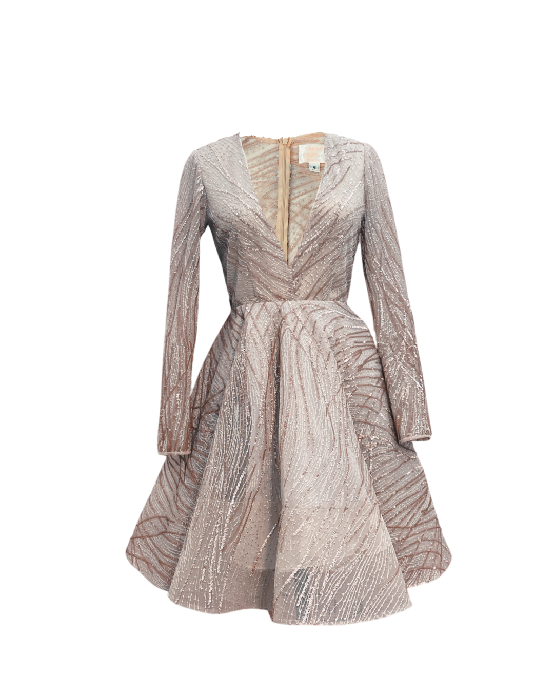 Cocktail sequence long sleeve V-neck dress