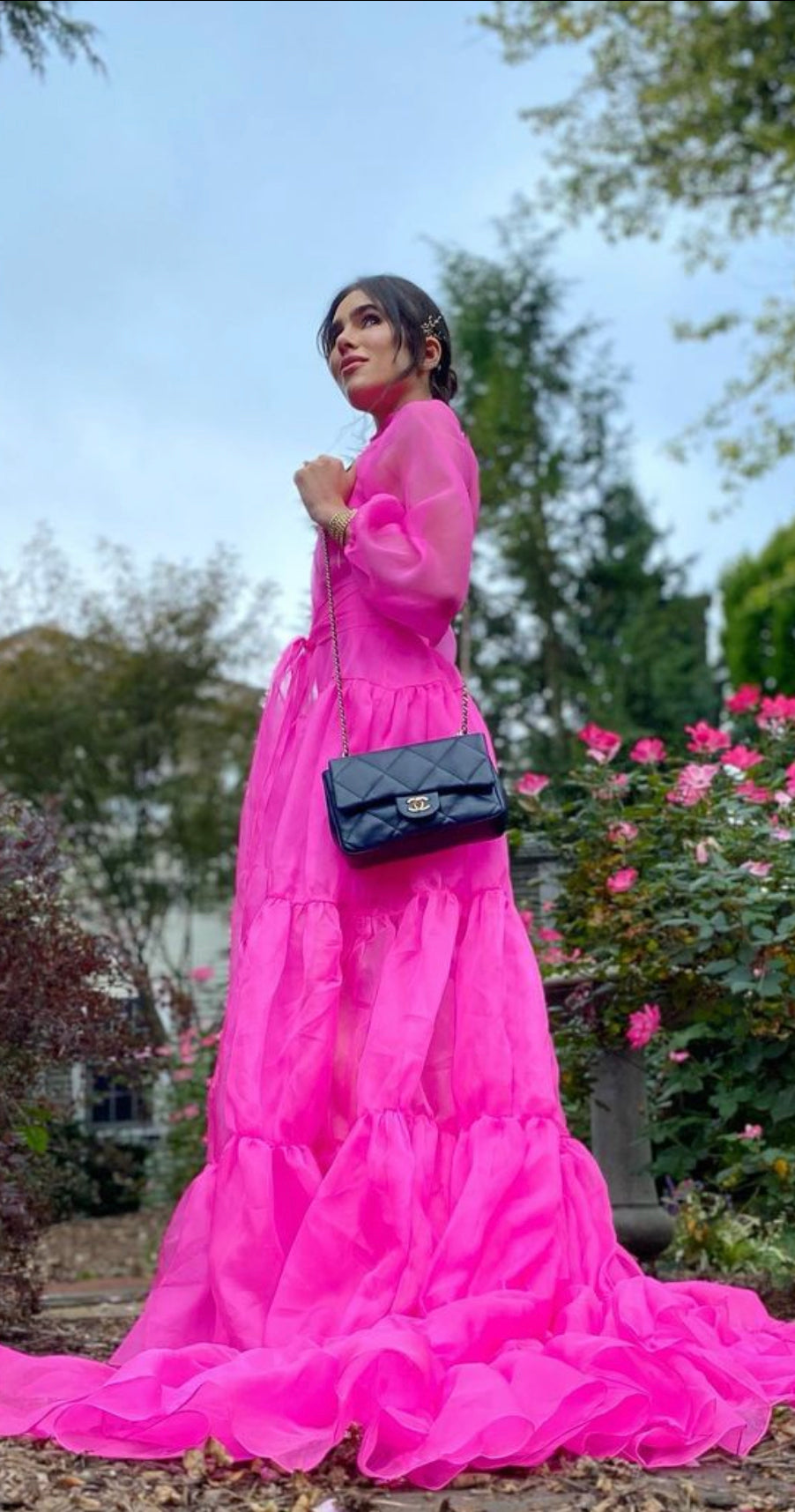 Jessica Koenig Custom Made Evening Pink Silk Organza Dress