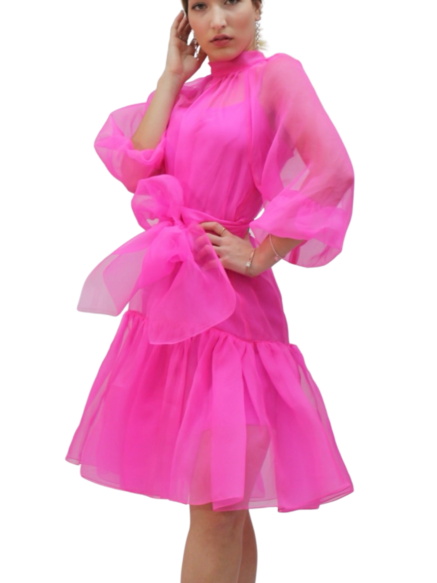 Hot Pink Mini Puffy Party Dress