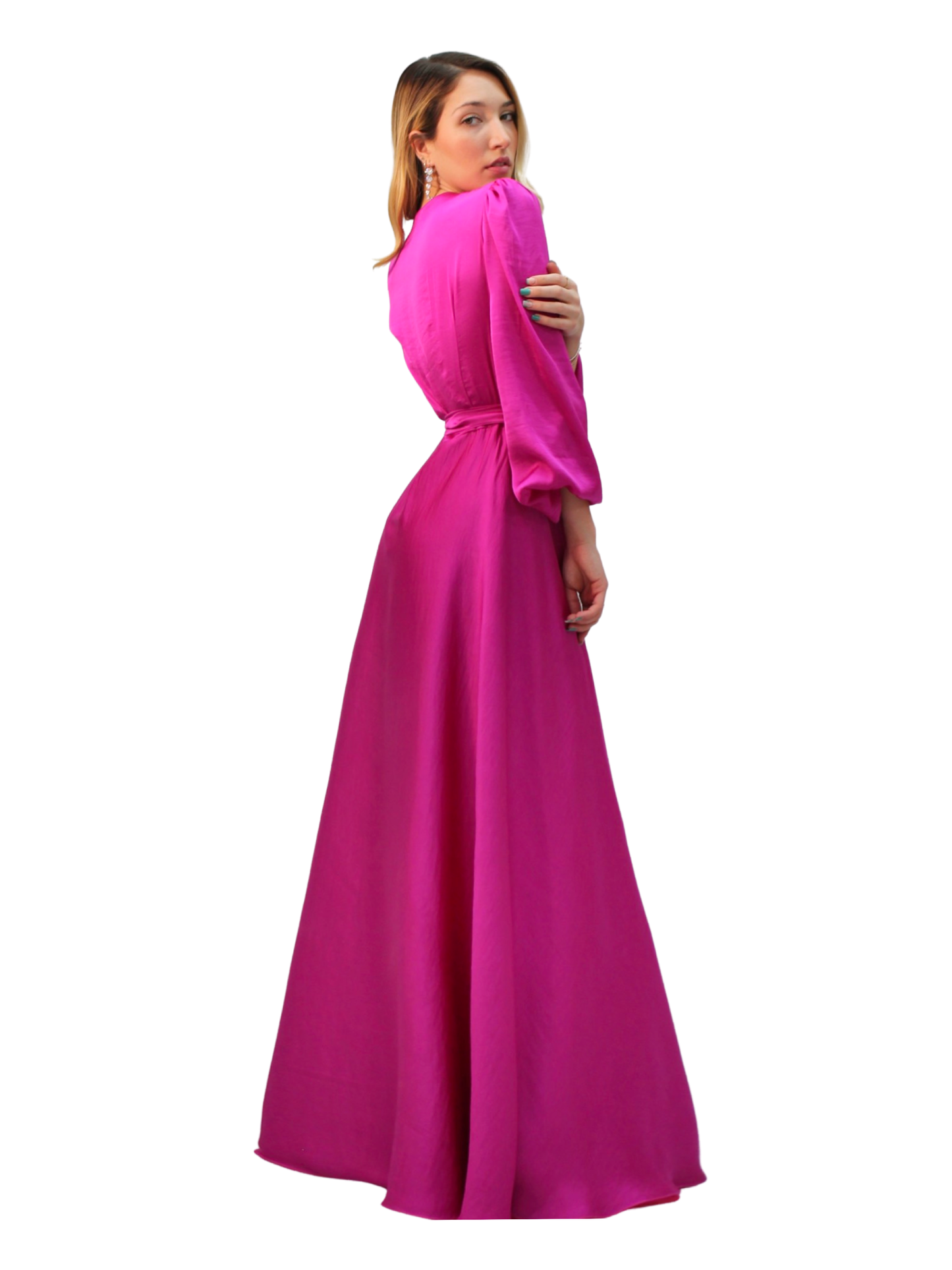 Hot Pink Wrap Maxi Dress