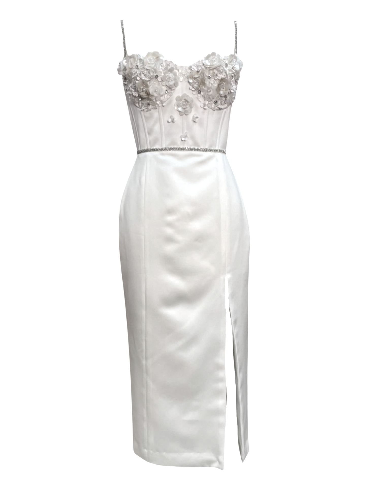 Bridal Party Maxi Cocktail Flower Embellished beaded Dress