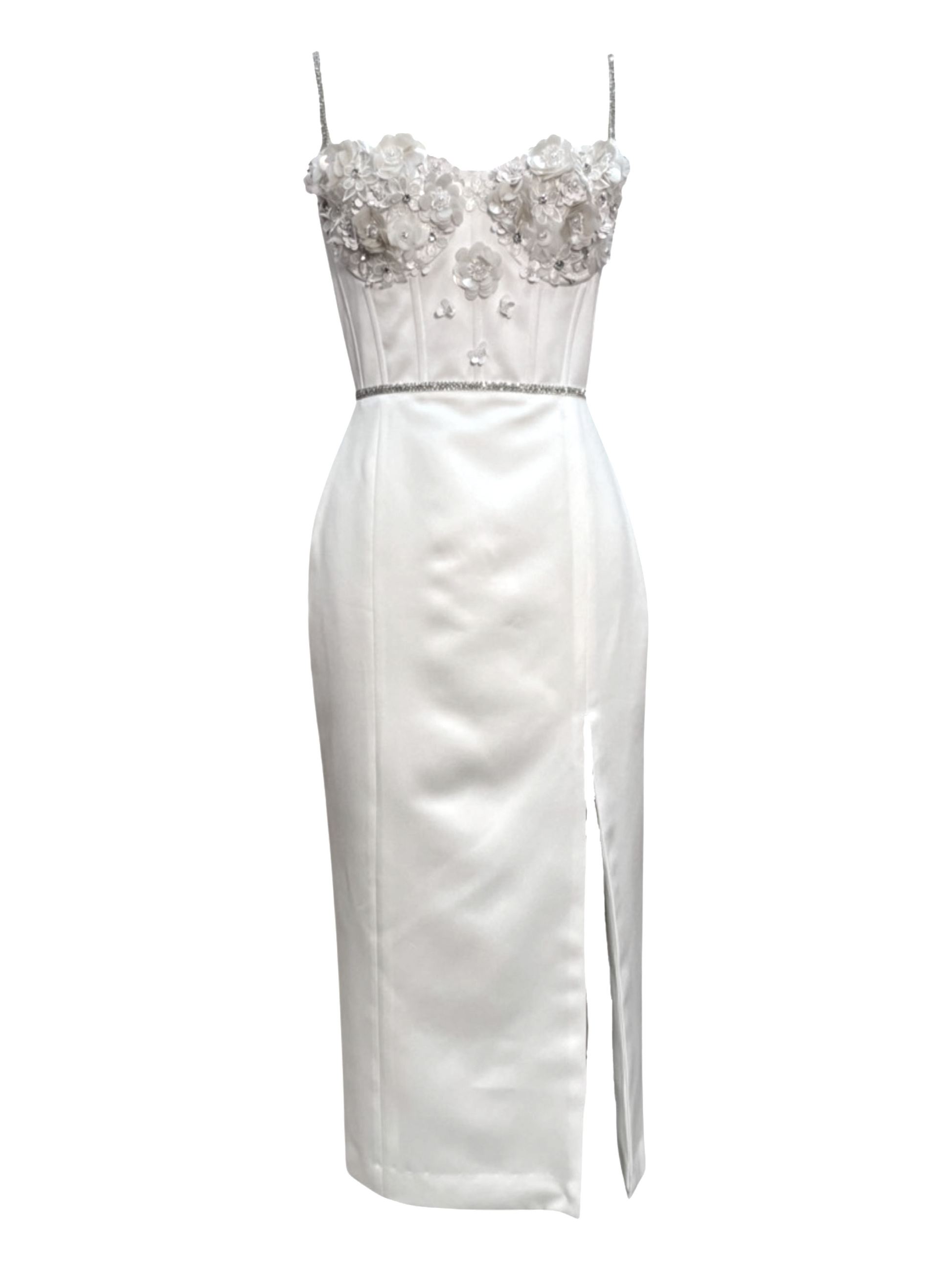 Bridal Party Maxi Cocktail Flower Embellished beaded Dress